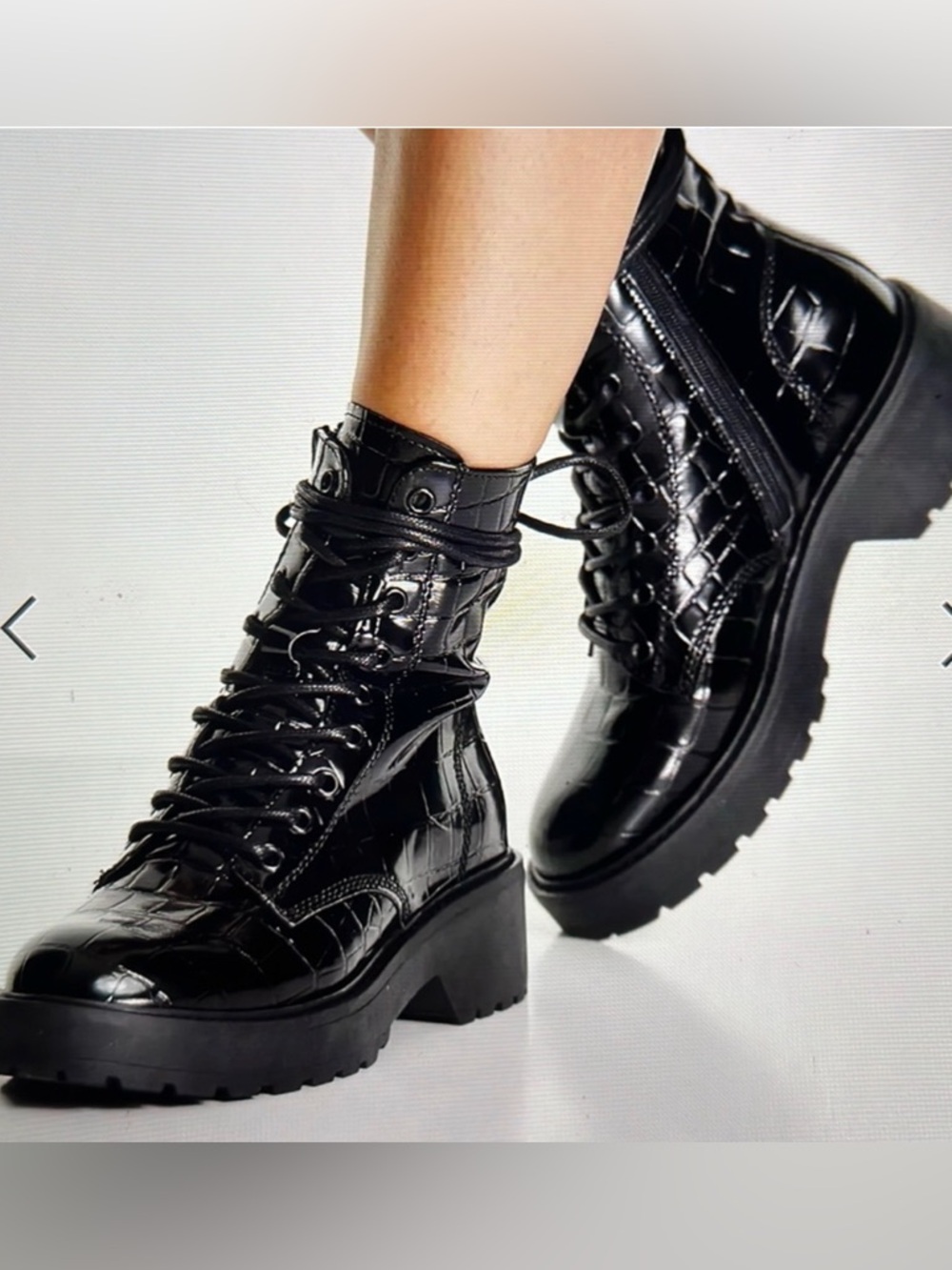 Steve Madden black croc boots